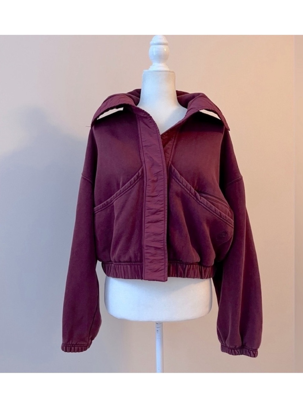Free People Movement Burgundy Post Work Out Front Zip Sweat Jacket